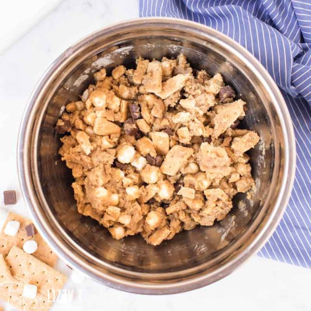 cookie bar batter in a bowl