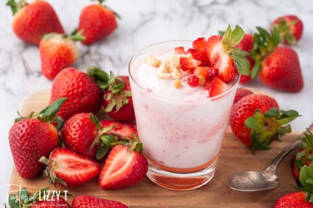 cup of strawberry fool with strawberries