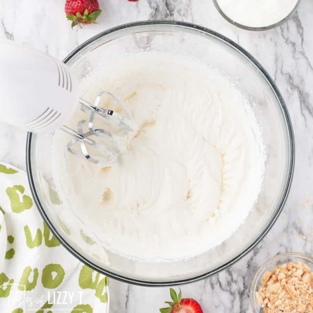 whipped cream in a mixing bowl