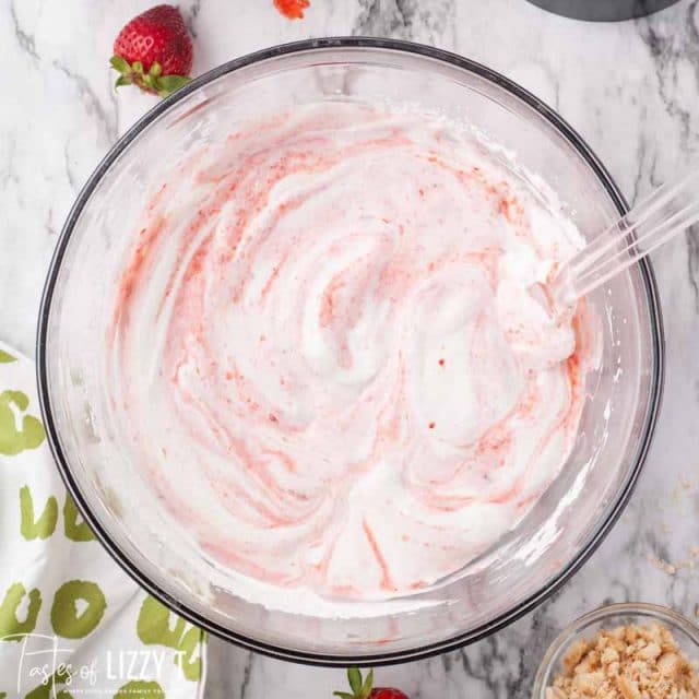 strawberry fool in a mixing bowl