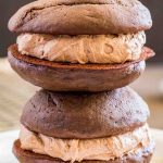 stacked Mocha Whoopie Pies on a plate