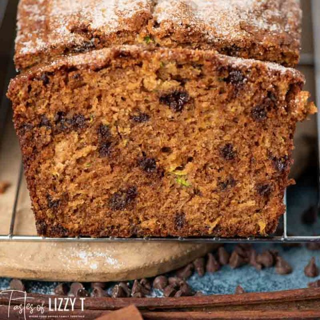 slice of chocolate chip zucchini bread