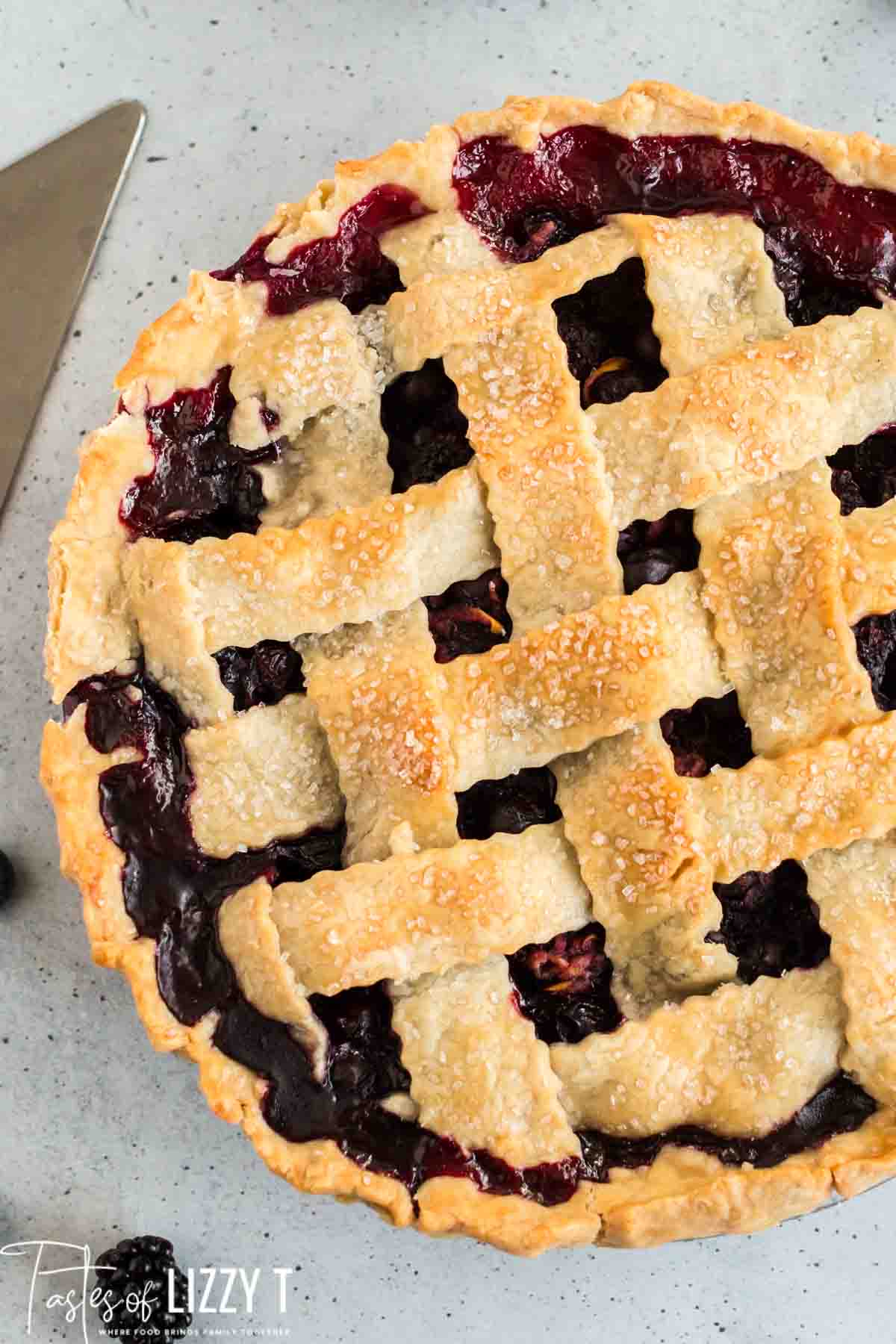 overhead view of Blueberry Blackberry Pie