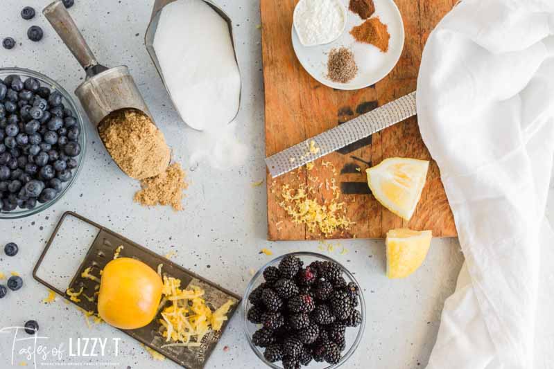 ingredients for Blueberry Blackberry Pie