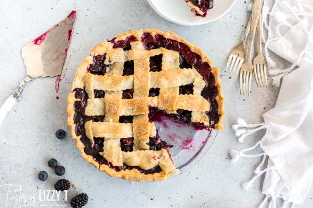 overhead view of Blueberry Blackberry Pie
