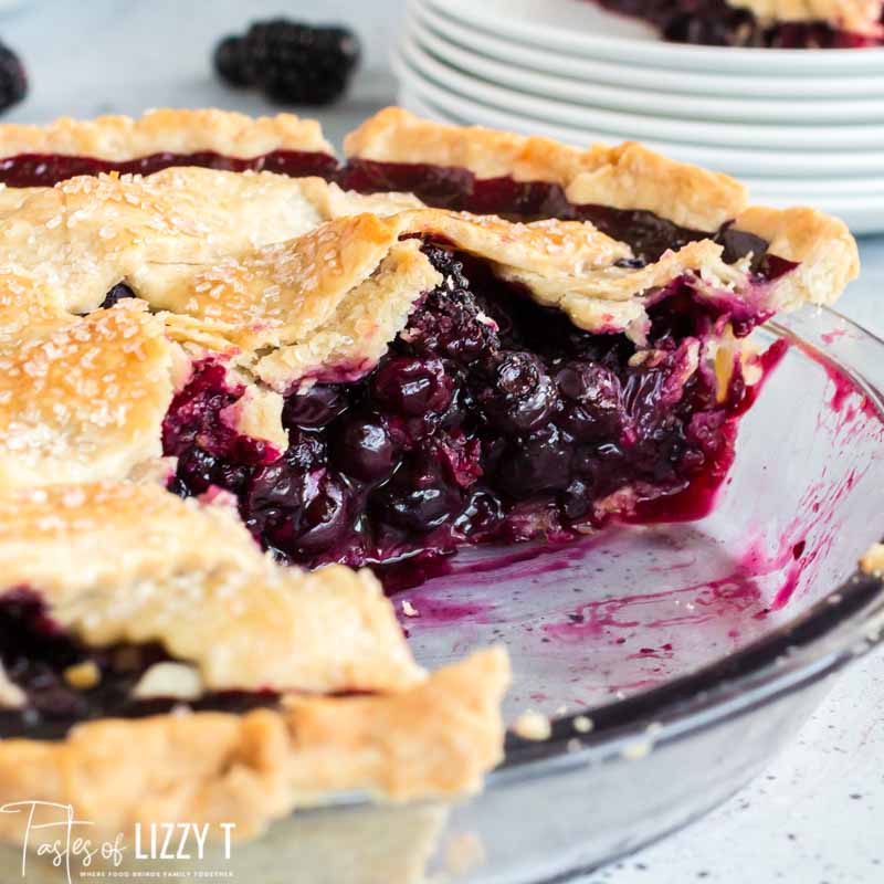 Blueberry Blackberry Pie in a pie pan