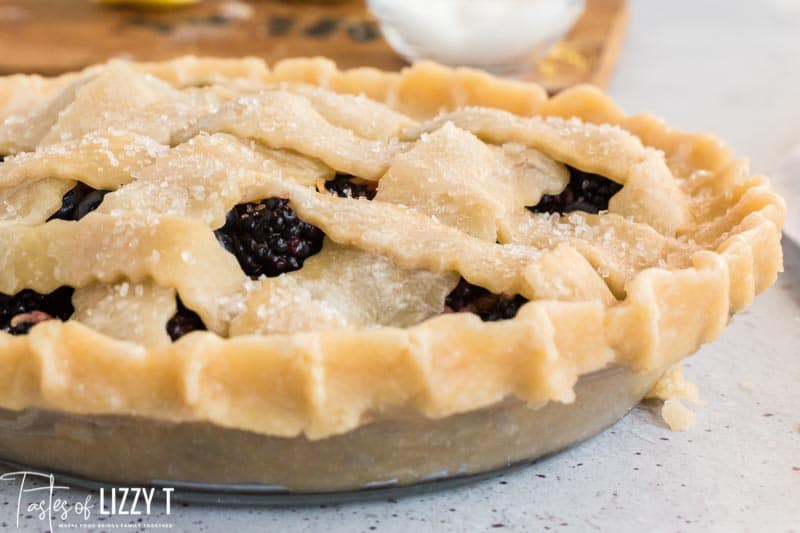 lattice top pie with sugar on top