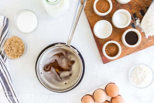 browned butter in a saucepan