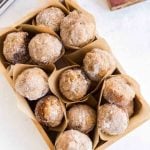 box of browned butter mini donut muffins