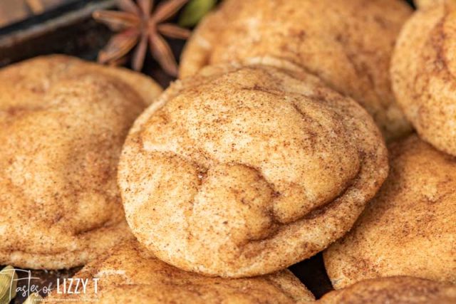 chai snickerdoodle cookies on a pan