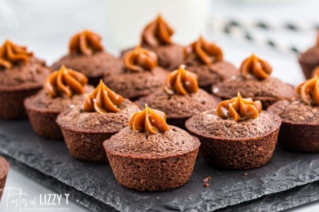 slate of dulce de leche miniature brownies