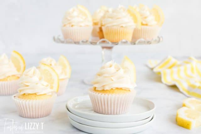 display of fresh lemon cupcakes