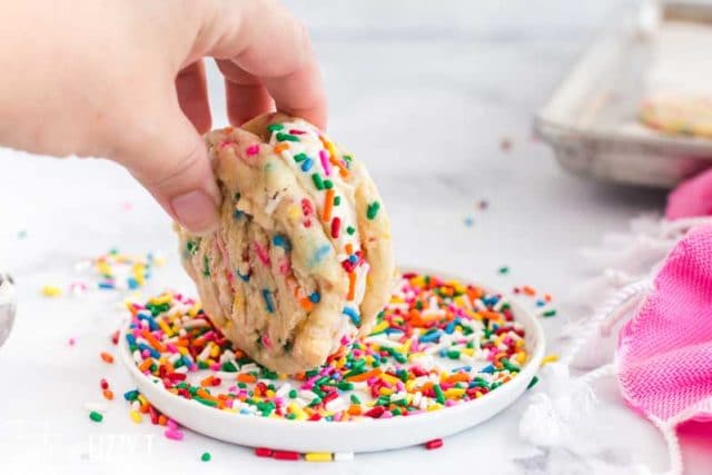 rolling ice cream sandwich in sprinkles