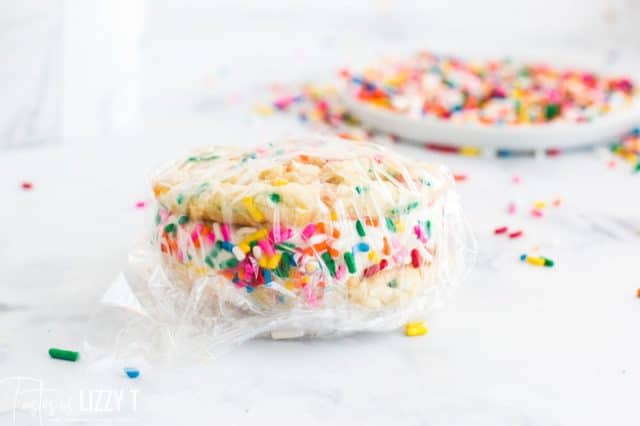 wrapped funfetti ice cream sandwich