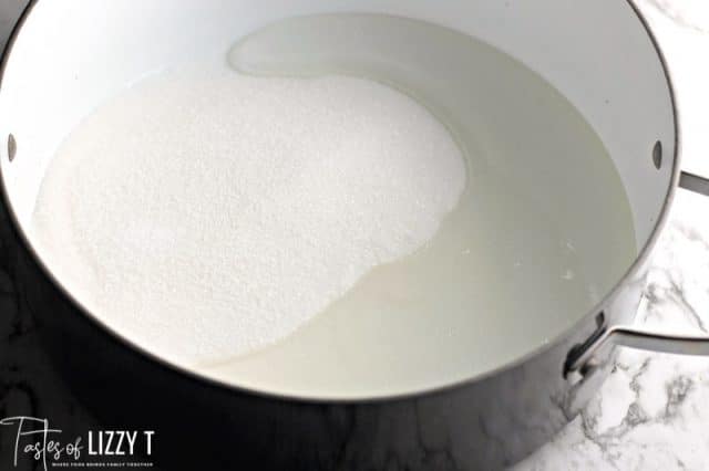 sugar and water in a saucepan