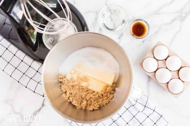 butter and sugar in mixing bowl