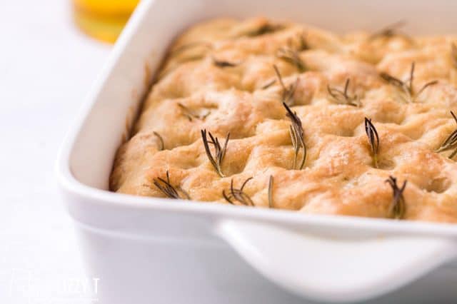 baked focaccia with fresh rosemary