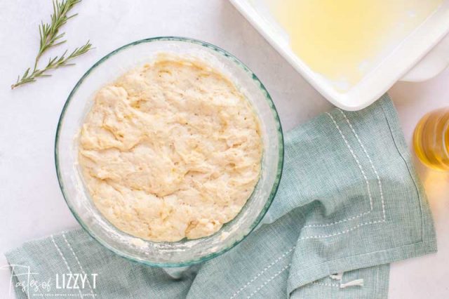 risen focaccia dough