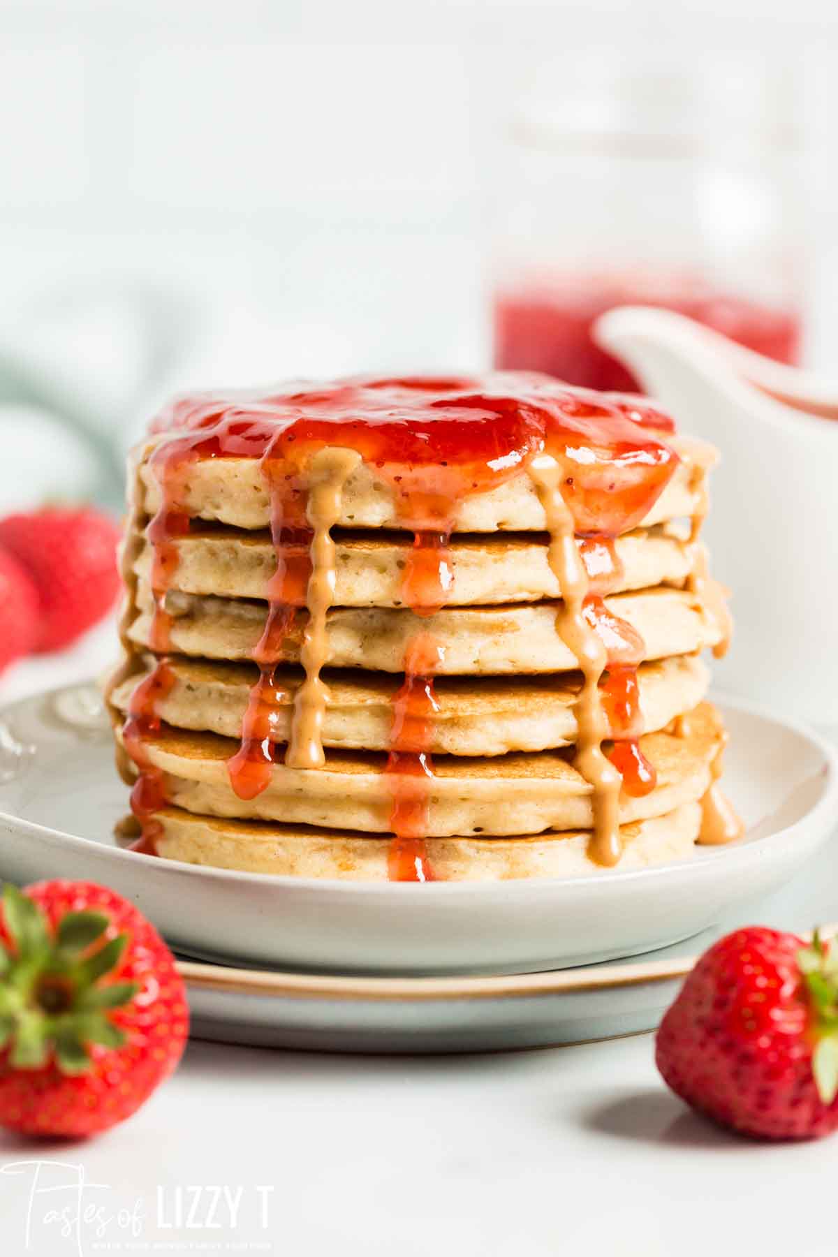 Fluffy Peanut Butter and Jelly Pancakes | Tastes of Lizzy T