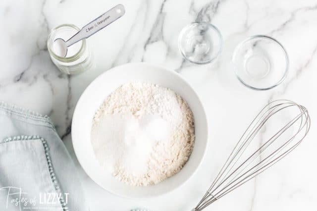 flour and sugar in a bowl