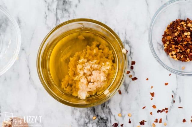 olive oil and garlic in a bowl