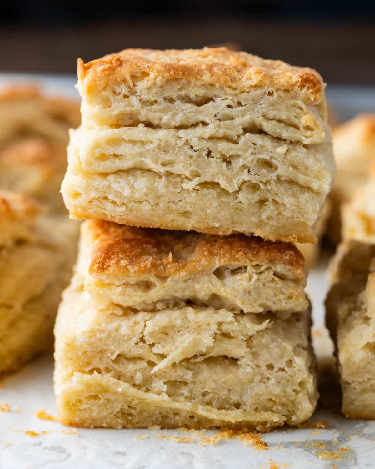 two sourdough biscuits stacked on top of each other