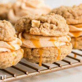 apple cookie sandwiches on a wire rack