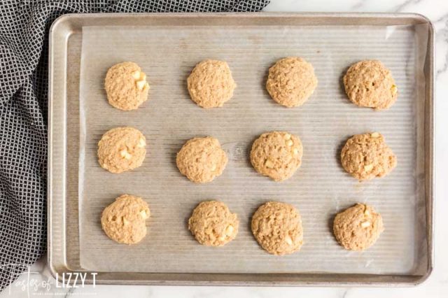 apple cookies on a baking sheet