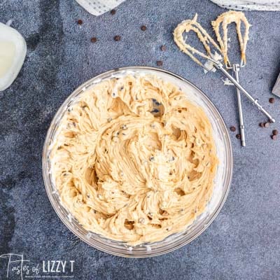 peanut butter dip in mixing bowl