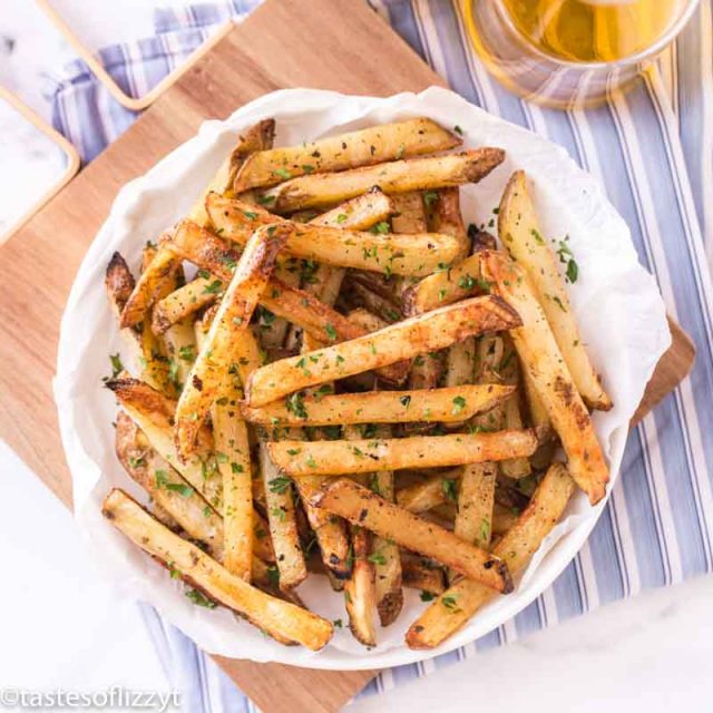 overhead shot of french fries