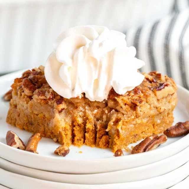 pumpkin dessert with a fork bite out