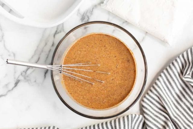 pumpkin mixture in mixing bowl