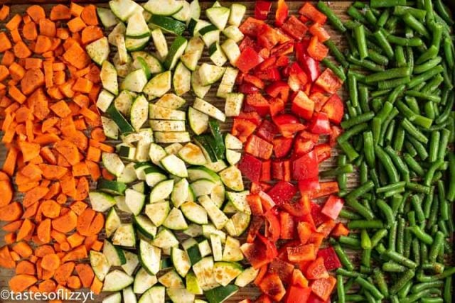 veggies on a roasting pan