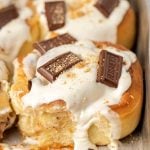 s'more sweet rolls in a pan