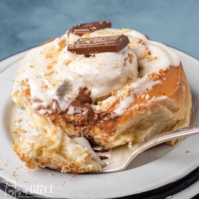 s'more sweet roll on a plate