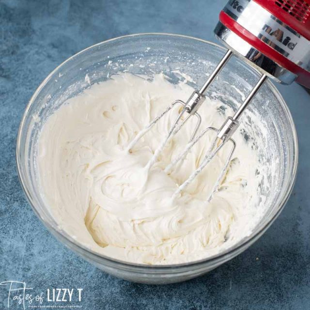 marshmallow frosting in a mixing bowl