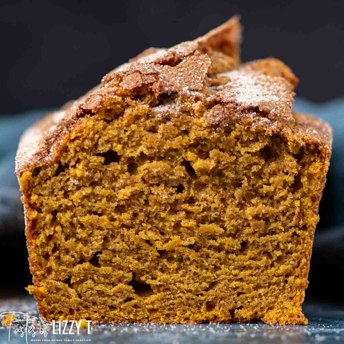 cut loaf of pumpkin bread