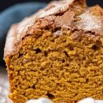 loaf of pumpkin bread on a plate