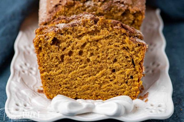 slice of pumpkin bread on a plate