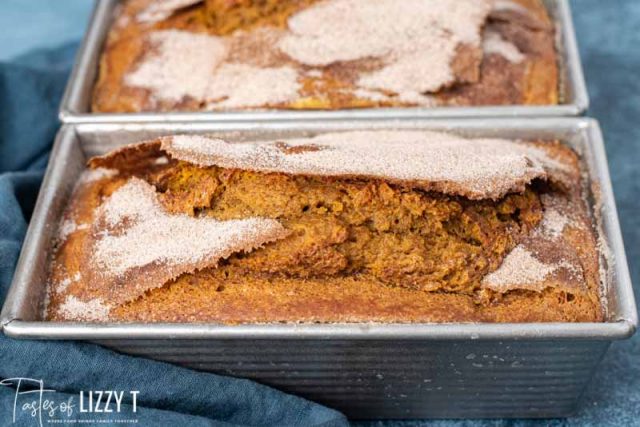 two loves of sourdough pumpkin bread