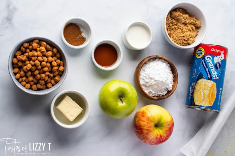 ingredients for caramel apple pull apart bread