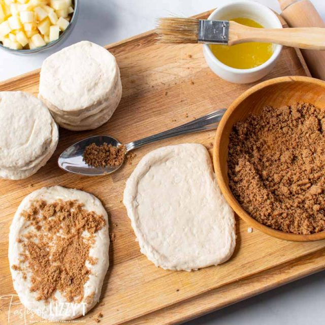 biscuits rolled out with brown sugar