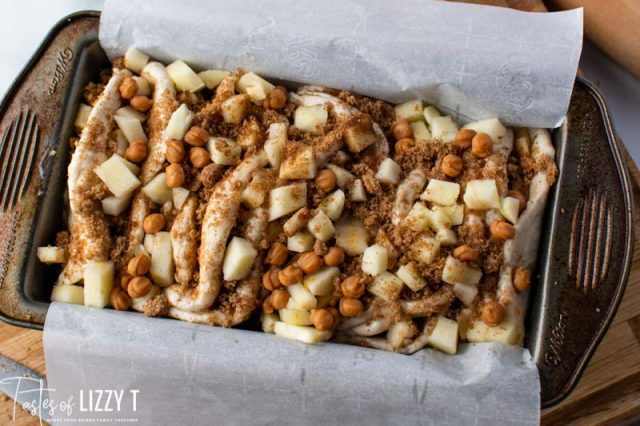 unbaked loaf of caramel apple pull apart bread