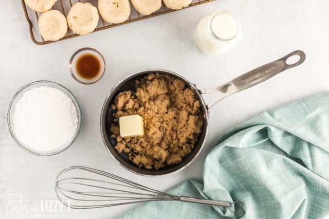 brown sugar and butter in a saucepan