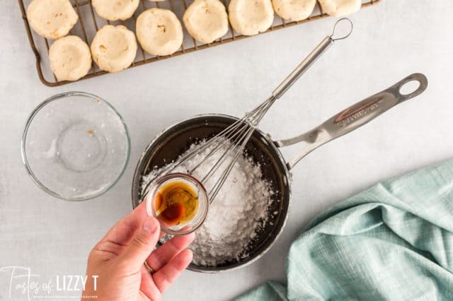 vanilla in a small glass bowl with cooking ingredients