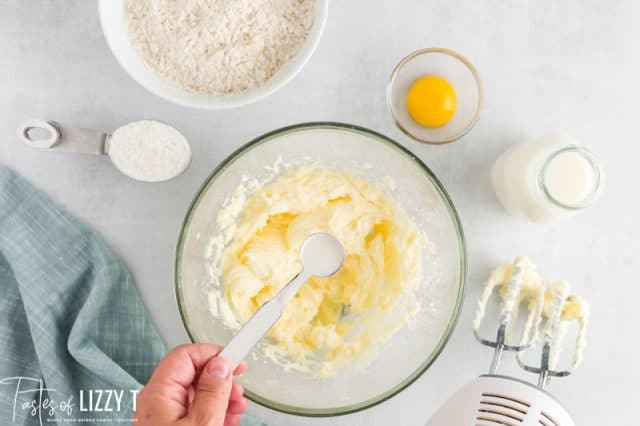 creamed butter and sugar in a bowl