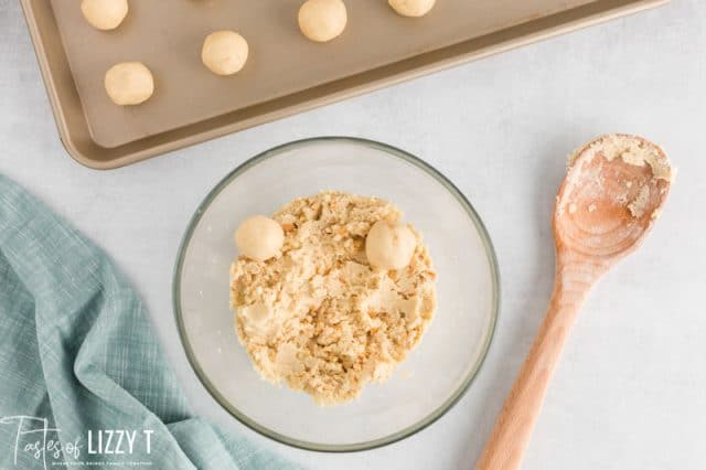 cashew cookie batter rolled in balls