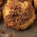 cinnamon crunch pumpkin knot on baking mat