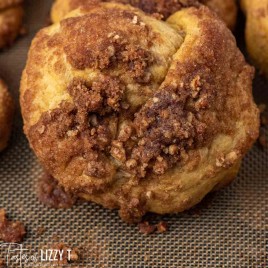 cinnamon crunch pumpkin knot on baking mat