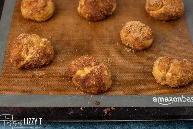 pumpkin knots on baking sheet